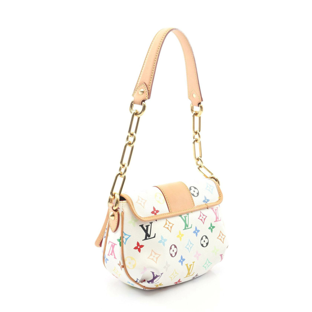 Louis Vuitton White Canvas Shoulder Bag Multicolor Leather Patty Monogram